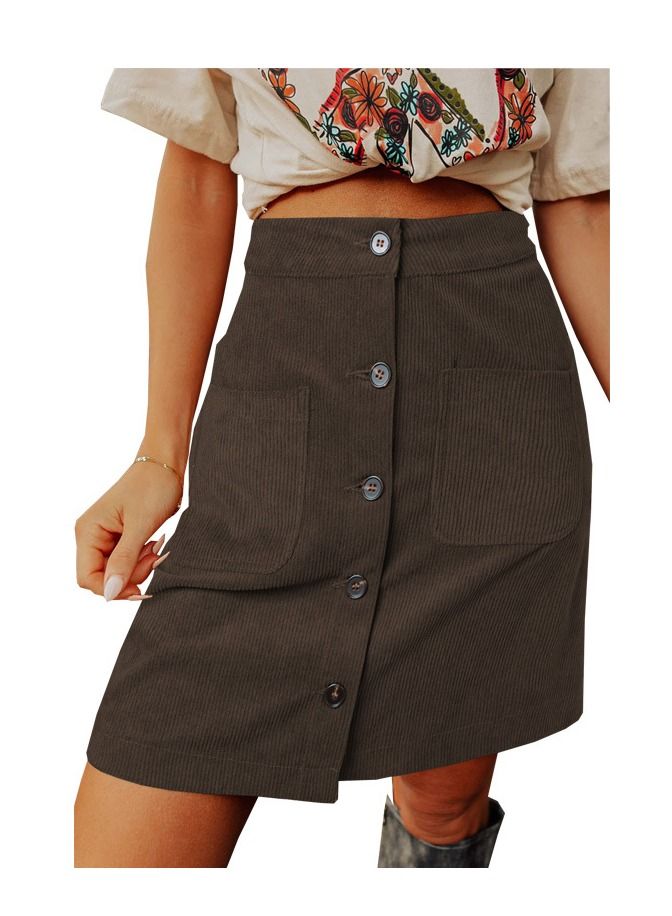 Loquat New Corduroy High-waisted Fashion  Short Skirt  - Image 1