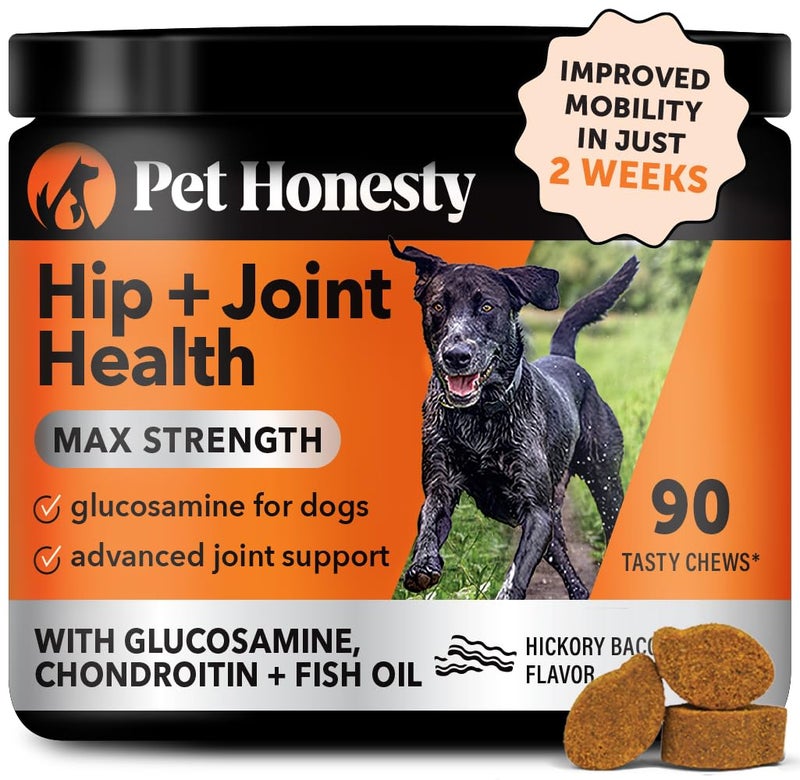 Pet Honesty Hip & Joint Health Max Strength - Natural Joint Supplement for Dogs Chews - Glucosamine, Omega-3s, Chondroitin, Green Lipped Mussel - Help Improve Mobility, May Reduce Discomfort (90 ct) - Image 1