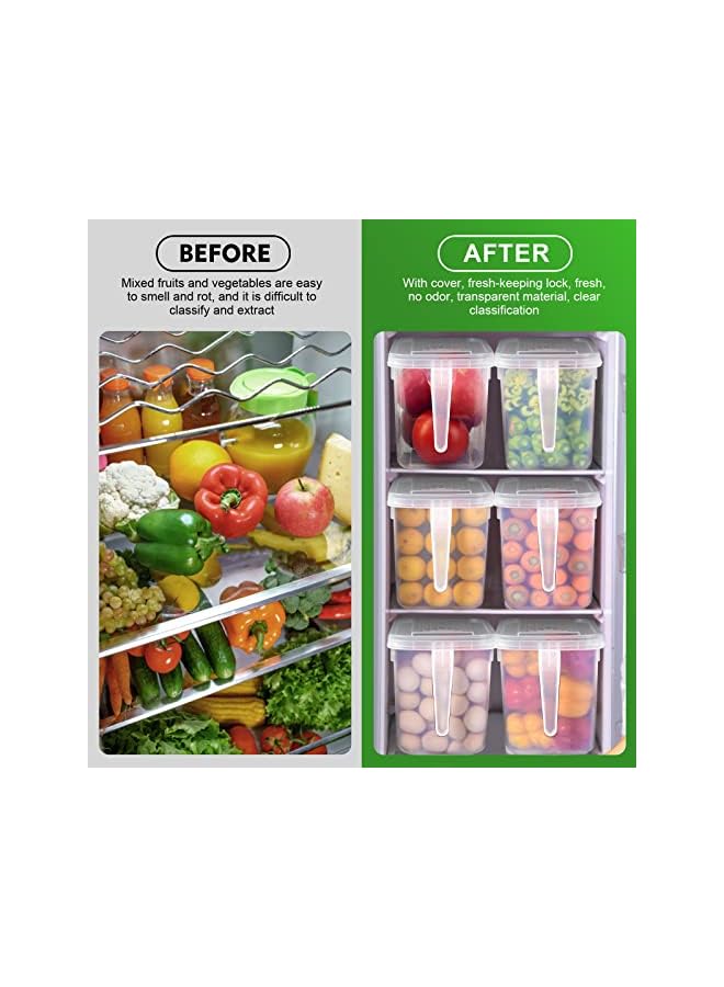 SKY-TOUCH Pieces Refrigerator Organizer Stackable Plastic Kitchen Food Storage Containers With Lids And Handle For Fruits And Vegetables Freezer Safe Food Storage Boxes Transparent - Image 3
