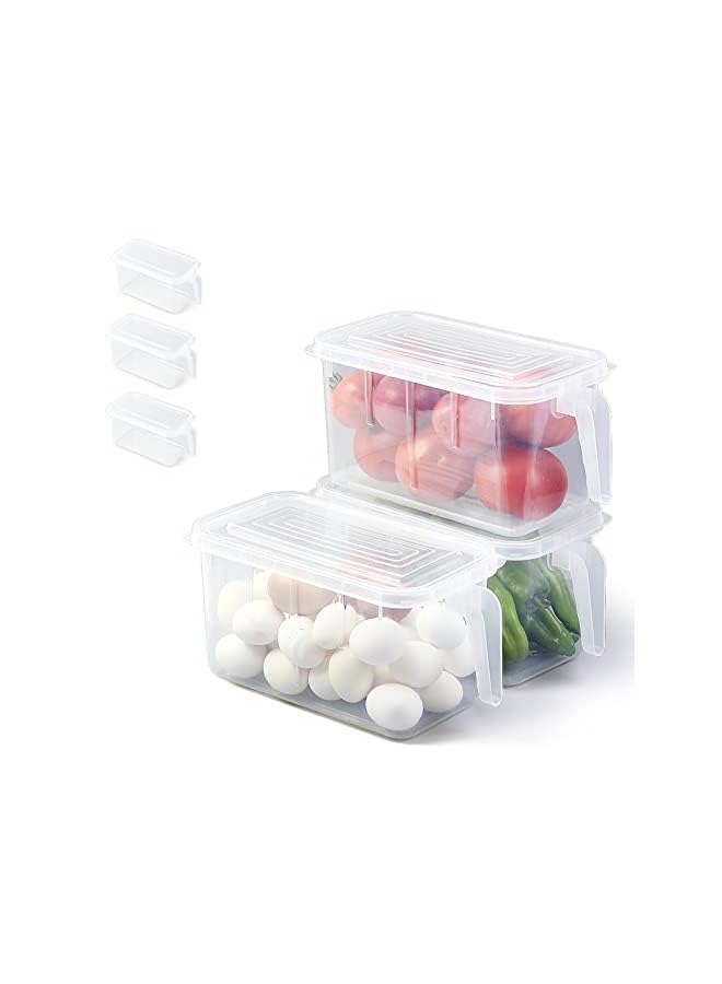 SKY-TOUCH Pieces Refrigerator Organizer Stackable Plastic Kitchen Food Storage Containers With Lids And Handle For Fruits And Vegetables Freezer Safe Food Storage Boxes Transparent - Image 2