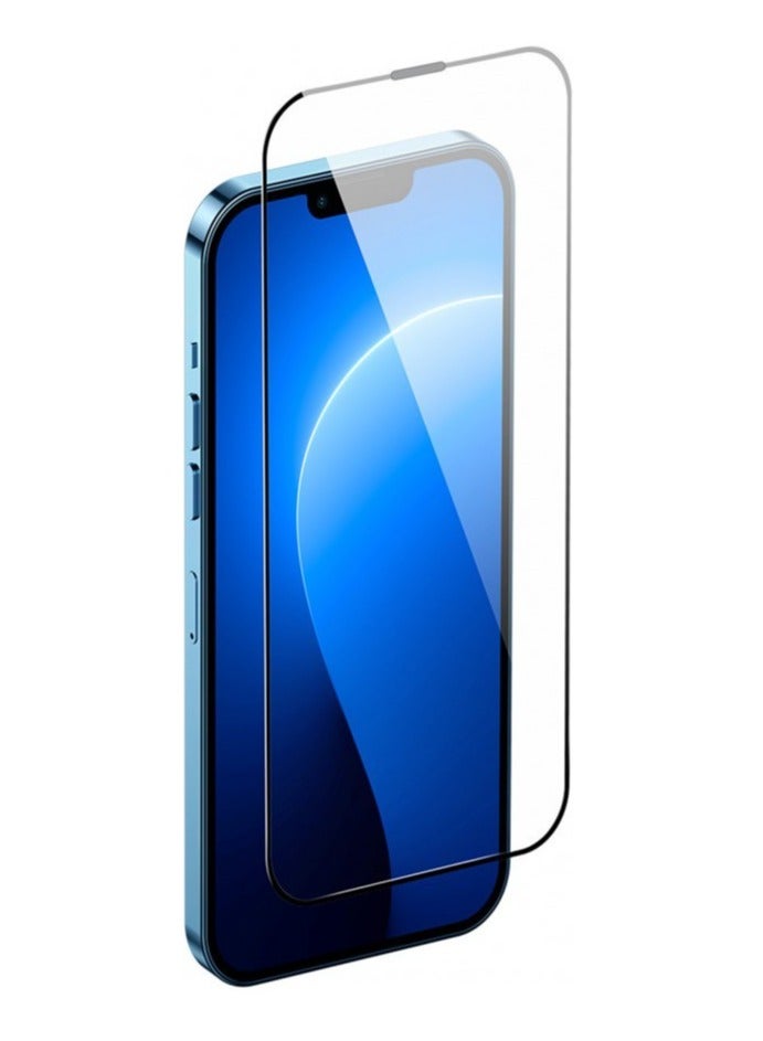 Baseus Full-coverage 0.3mm All-Tempered-Glass Screen Protector (With Dust Filter) For iP 14/iP 13/iP 13 Pro (Pack Of 2 With FastStick Film Application Tool And 2 Cleaning Kits) clear - Image 1