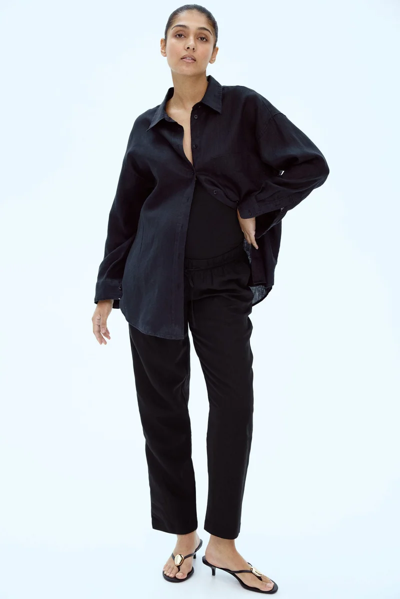 H&M MAMA Linen-blend trousers