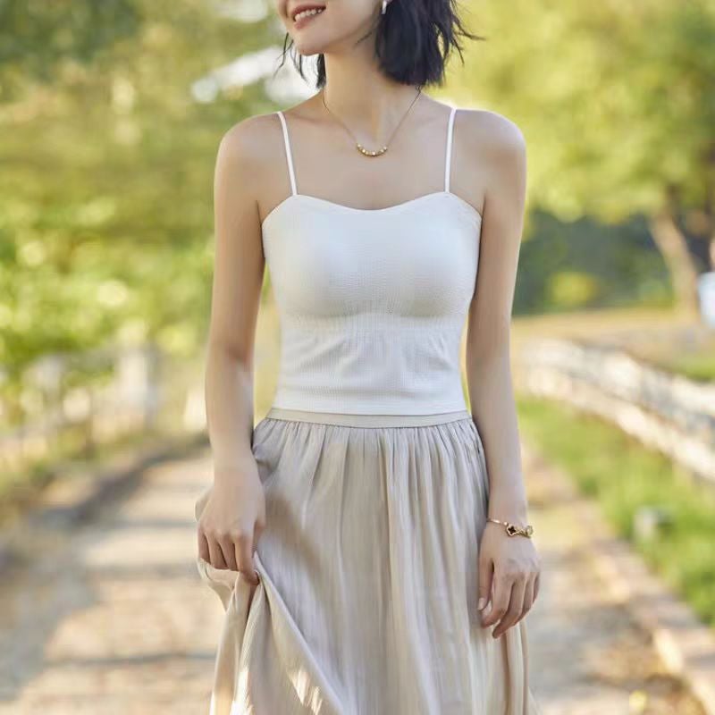 Live broadcast bubble milk puff strip small vest latex breast pad seamless anti-sagging underwear anti-light mask accessory breast tube female White