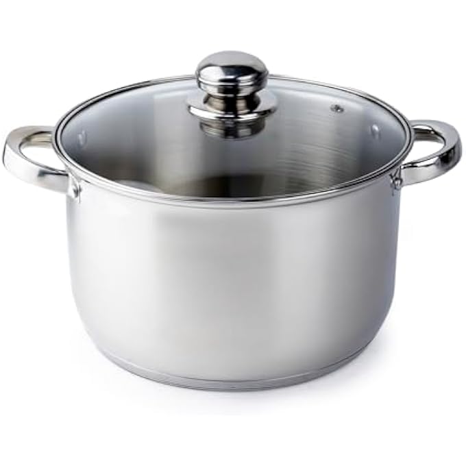 ويلسون وعاء ويلسون أمارا من الفولاذ المقاوم للصدأ مع مقبضين مزدوجين، غطاء زجاجي مهواة بحجم 24X125 سم، جاهز للحث، آمن للفرن، قاعدة 5 طبقات - Image 1