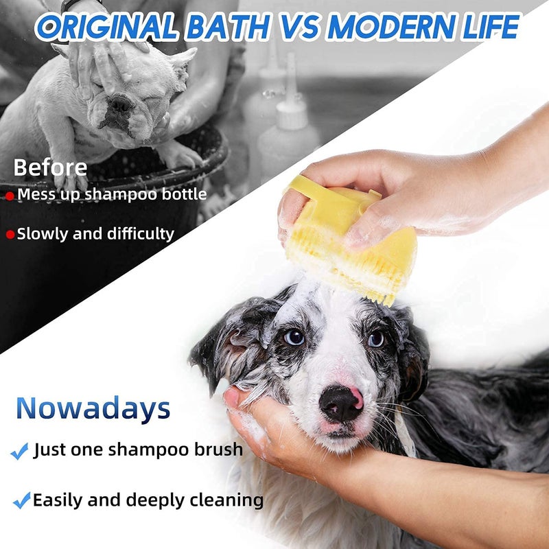 JUDEE Dog Bath Brush Body Scrubber Shampoo Dispenser Tick Remover for Shower Bathing and Shedding Soft Silicone Bristles Brushes Groomers for Pet Puppy Dogs Cat Rabbit Horse, Pack of 1 (Multicolor) - Image 2