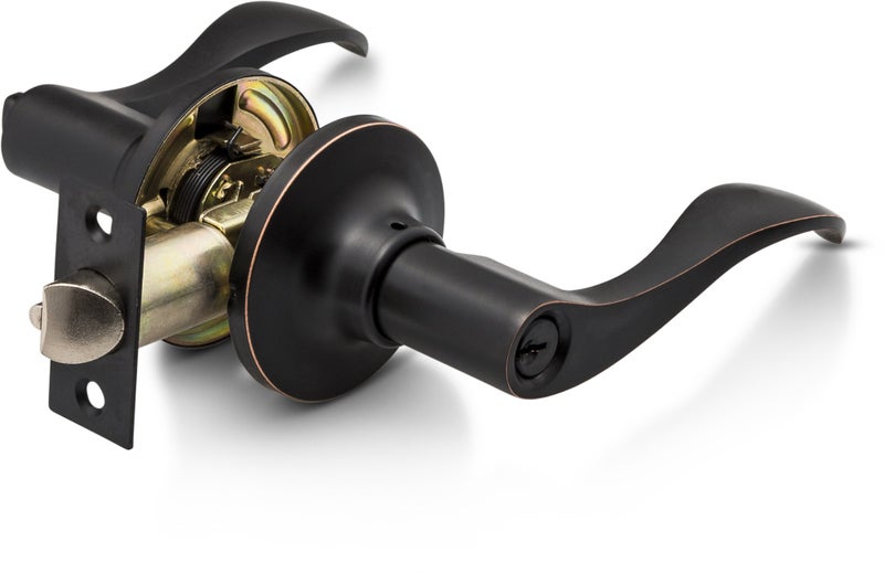 Berlin Modisch Entrance Lever Door Handle [Lock with Two Keys] for Office or Front Door with a Oil Rubbed Bronze Finish, Reversible for Right & Left Side, Entry Lever Classic Series - Image 1