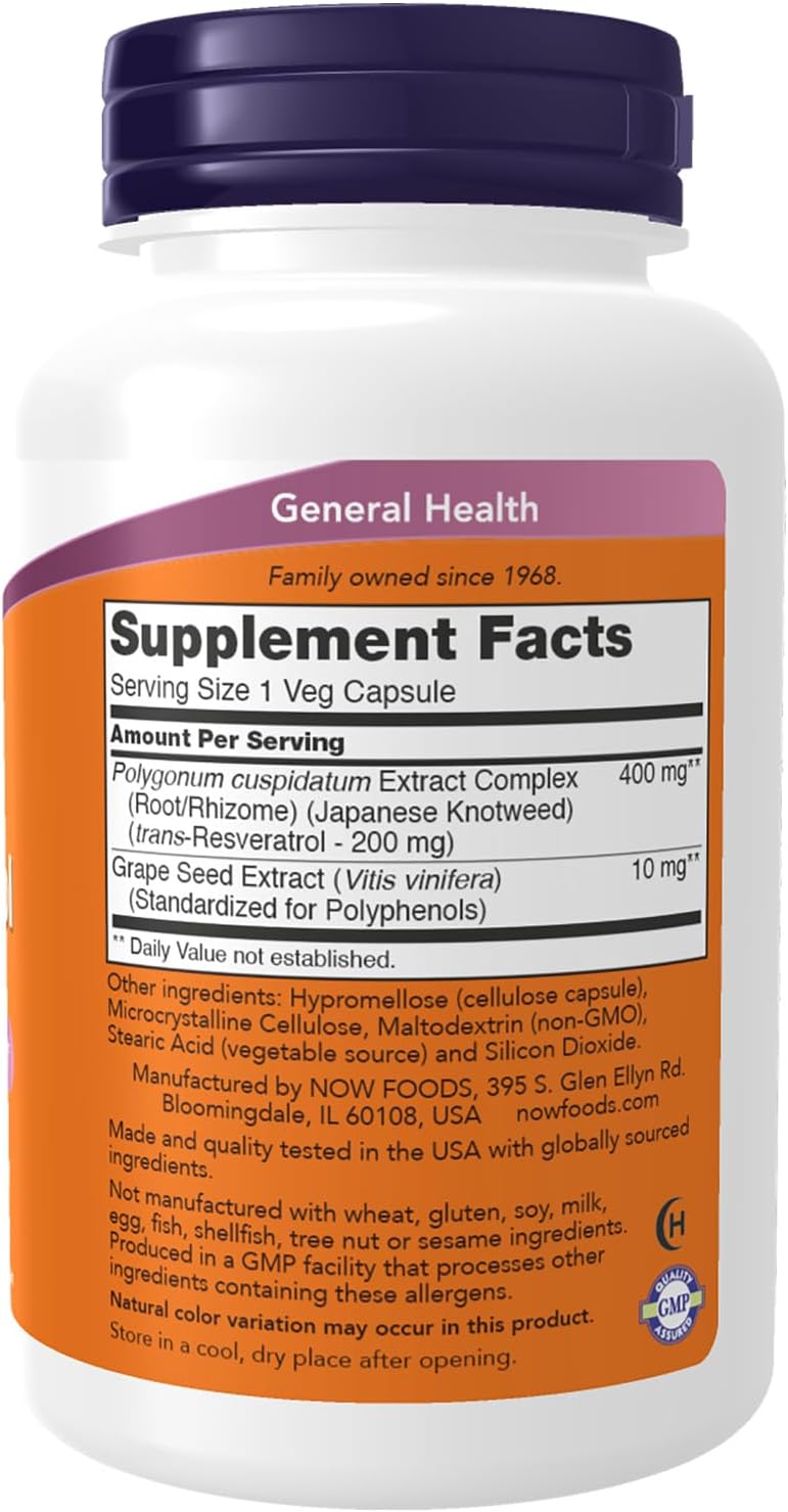now Natural Resveratrol 200mg - 120 Veg Capsules - Image 2