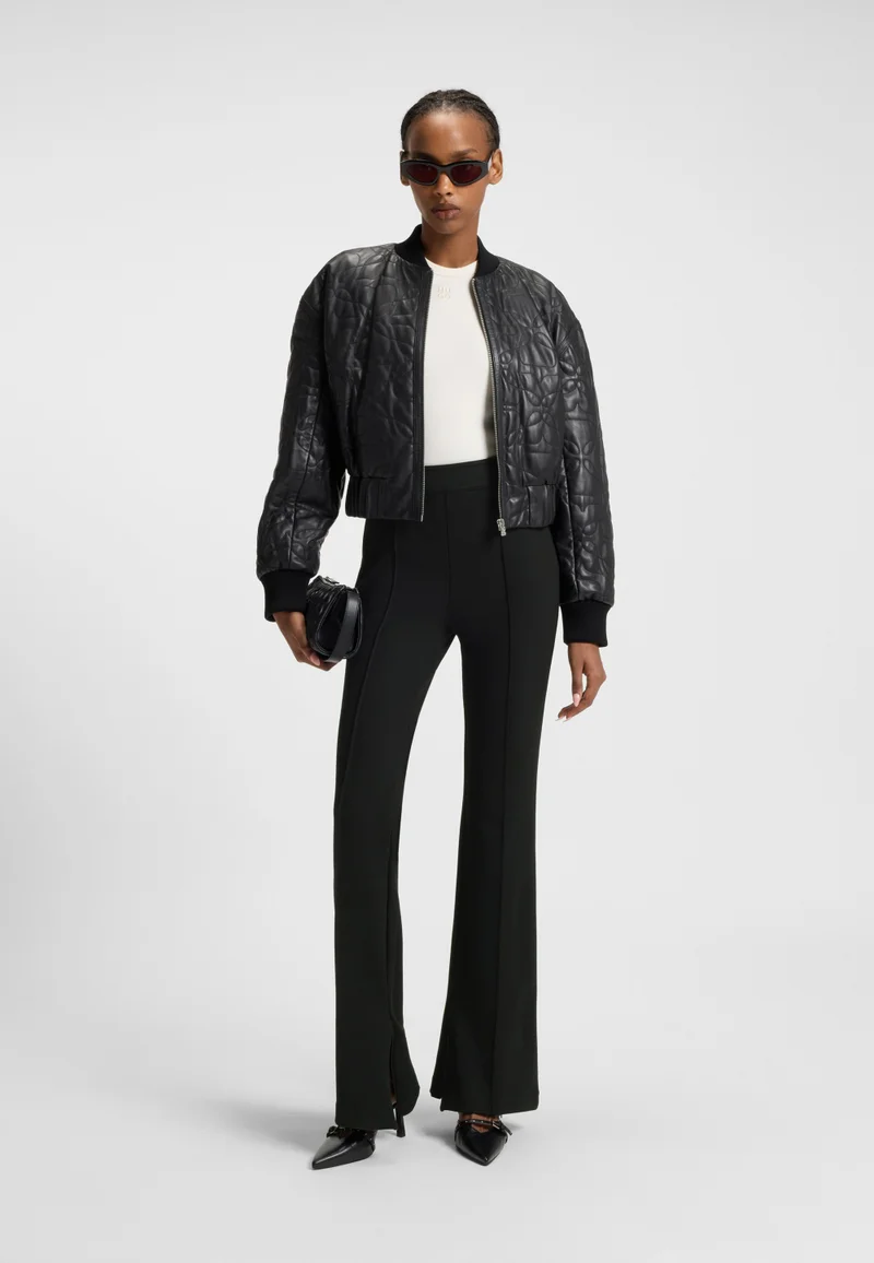 HUGO Flared trousers in Punto Milano jersey with front seam