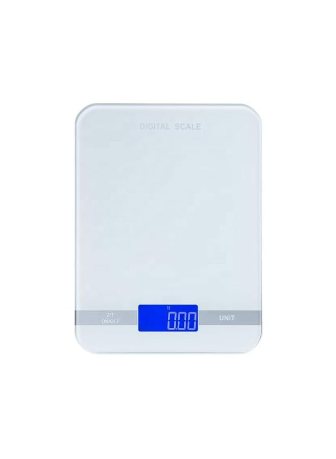 Food Scale Digital Kitchen Scale for Baking Cooking, 22lb/10kg, 1g/0.1oz Precise Graduation, 7 Units, Tare Function, Large Backlit LCD Display, Tempered Glass(white)