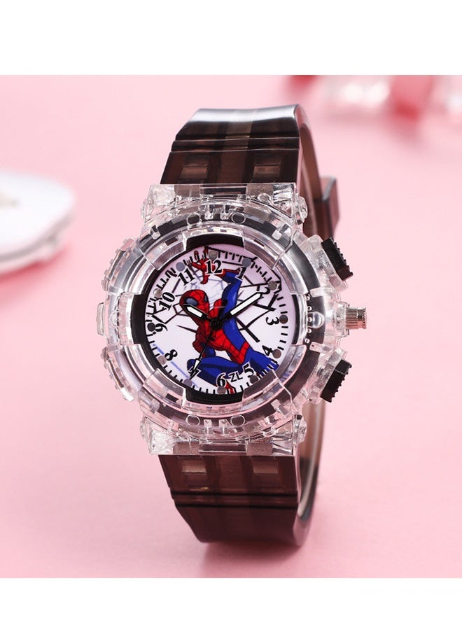 ساعة أطفال تناظرية سوبر هيرو سبايدرمان بحزام قابل للتعديل لتعلم الوقت مع 3 ألوان وامضة هدية رائعة وغير مكلفة للأطفال الصغار والفتيان والفتيات  المدرسة وقت اللعب  الارتداء اليومي الحفلات، أسود - Image 2