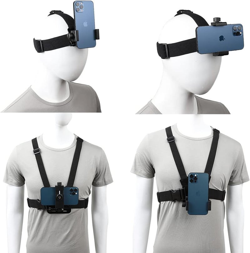 PELLKING Mobile Phone Chest Strap Harness Mount Head Strap Holder Kit for POV/VLOG,Cell Phone Clip Compatible with iPhone,Samsung,GoPro Hero 9, 8,7, 6, 5, 4, 3,2, 1,AKASO,DJI Osmo,and Action Cameras… - Image 3