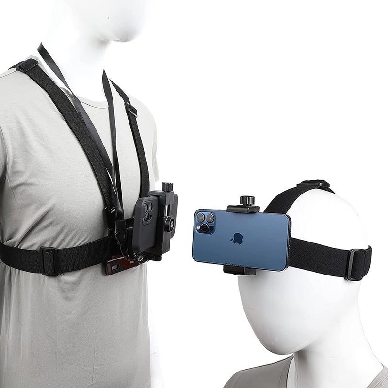 PELLKING Mobile Phone Chest Strap Harness Mount Head Strap Holder Kit for POV/VLOG,Cell Phone Clip Compatible with iPhone,Samsung,GoPro Hero 9, 8,7, 6, 5, 4, 3,2, 1,AKASO,DJI Osmo,and Action Cameras… - Image 1