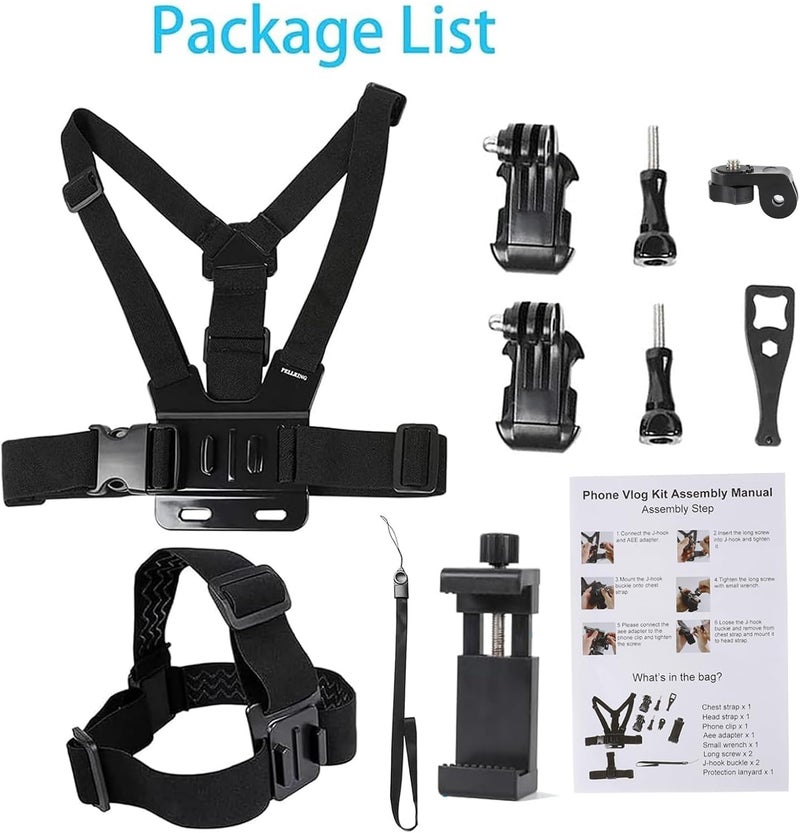 PELLKING Mobile Phone Chest Strap Harness Mount Head Strap Holder Kit for POV/VLOG,Cell Phone Clip Compatible with iPhone,Samsung,GoPro Hero 9, 8,7, 6, 5, 4, 3,2, 1,AKASO,DJI Osmo,and Action Cameras… - Image 2