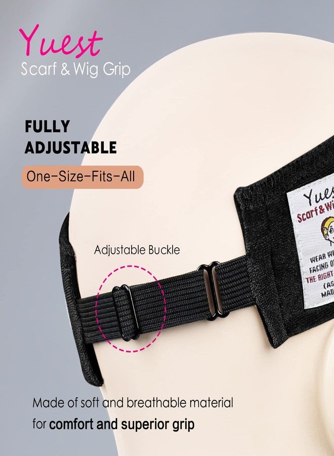 Yuest Velvet Non-Slip Wig Grip Headband for Keeping Women's Lace Front Wigs Secured - Adjustable 2 Pack, Black - Image 4
