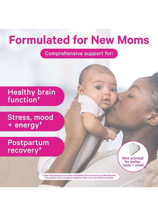 Pink Stork Total Postnatal + DHA with Methylated Folate, Vegan DHA + Iron, 60 Capsules, Mint Scented, Dietary Supplement - Image 4
