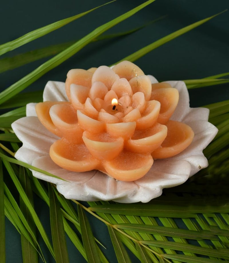 MaatirDesigns Scented Candle Hand Poured Candle on Marble Lotus Fragrant Rose Candle for Home Dcor India  - Image 3