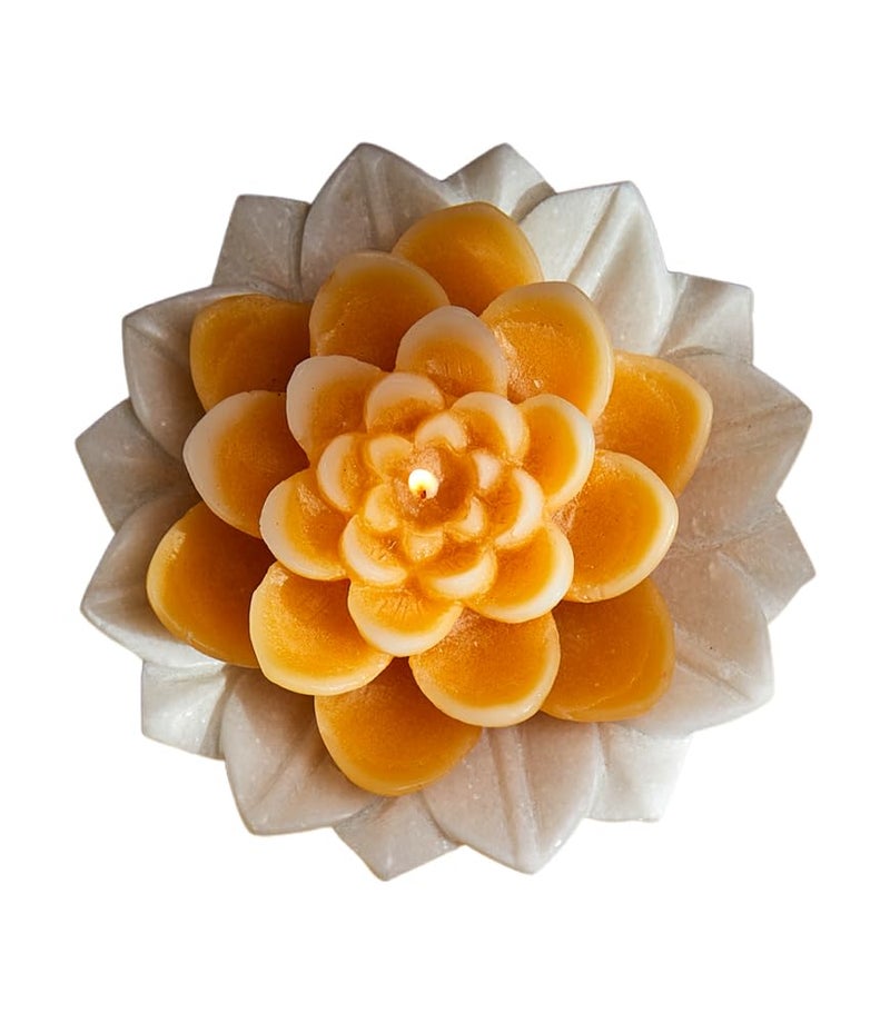 MaatirDesigns Scented Candle Hand Poured Candle on Marble Lotus Fragrant Rose Candle for Home Dcor India  - Image 1