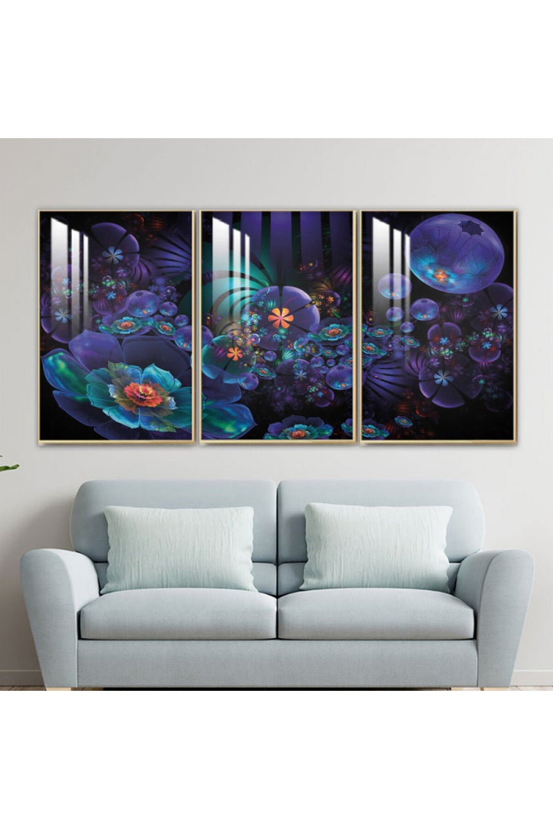 Marktna Three wooden wall painting with a frame and a clear acrylic layer - Image 1