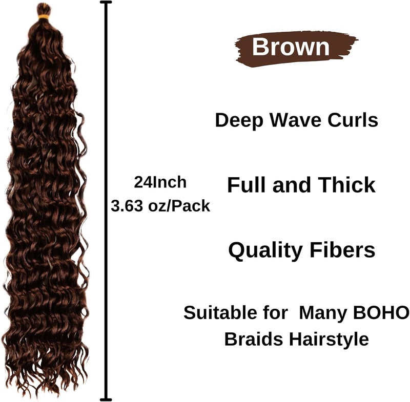 Leticia Brown Braiding Hair Pre stretched 30# Boho Hair for Braiding Hypoallergenic Synthetic Knotless Crochet Boho Braids - Image 3
