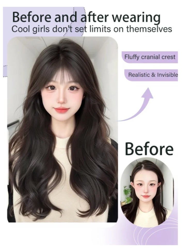 شعر مستعار طويل للنساء بموجة مائية طبيعية مع فرق وسط، مقاوم للحرارة مصنوع من ألياف صناعية، شعر مجعد للاستخدام اليومي، المواعدة، تجمعات العائلة، الحفلات، تصميم مريح وطبيعي (68 سم) - Image 4