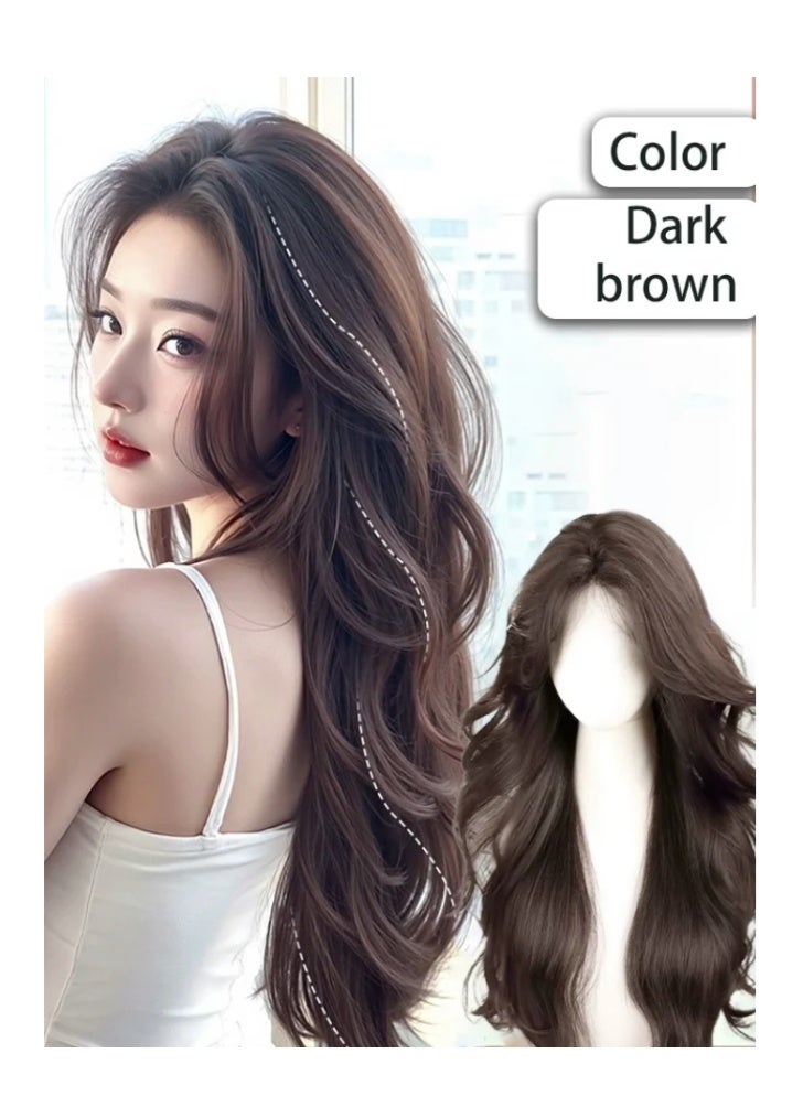 شعر مستعار طويل للنساء بموجة مائية طبيعية مع فرق وسط، مقاوم للحرارة مصنوع من ألياف صناعية، شعر مجعد للاستخدام اليومي، المواعدة، تجمعات العائلة، الحفلات، تصميم مريح وطبيعي (68 سم) - Image 1