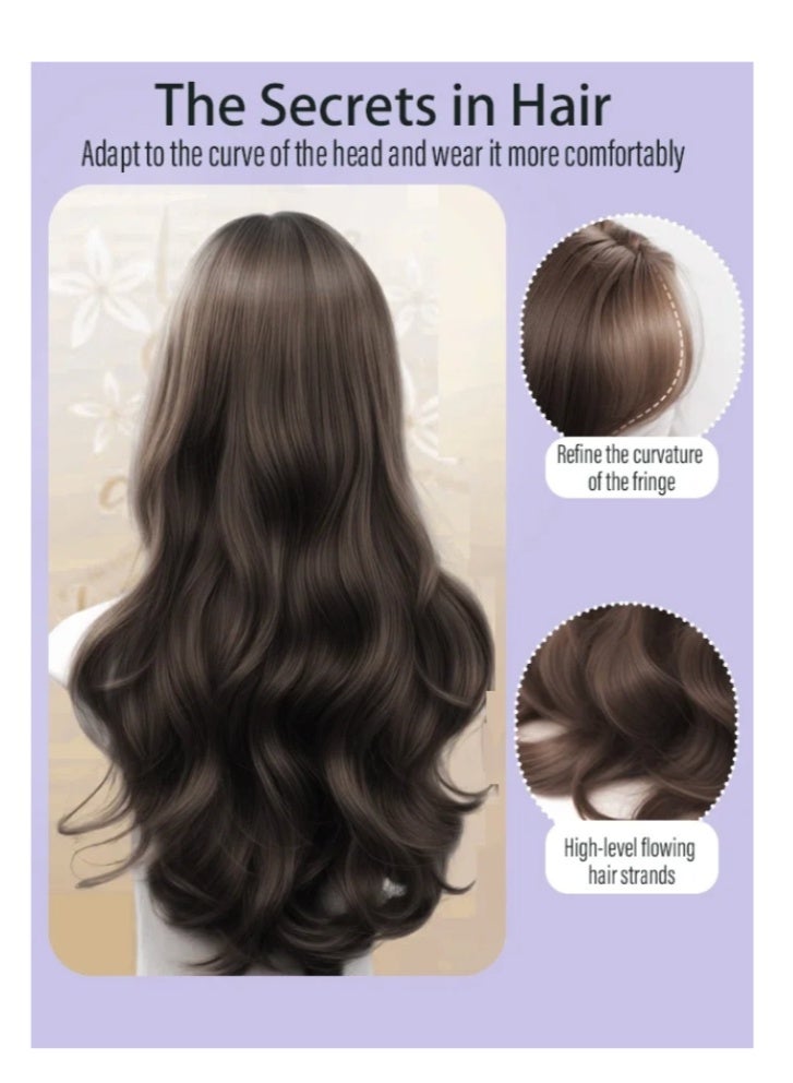 شعر مستعار طويل للنساء بموجة مائية طبيعية مع فرق وسط، مقاوم للحرارة مصنوع من ألياف صناعية، شعر مجعد للاستخدام اليومي، المواعدة، تجمعات العائلة، الحفلات، تصميم مريح وطبيعي (68 سم) - Image 3