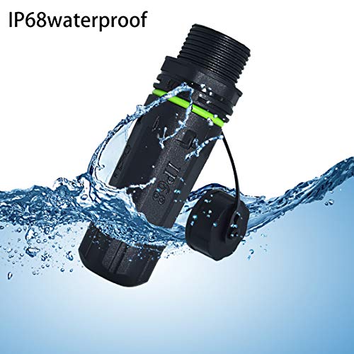 ELifeApply RJ45 Waterproof Connector IP68 Cable Connector, Panel Mount Coupler Female to Female, with Shielding Cable Coupler-CAT5E-YMP20-Green-2 PCS - Image 2