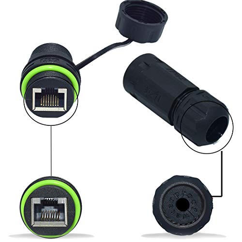 ELifeApply RJ45 Waterproof Connector IP68 Cable Connector, Panel Mount Coupler Female to Female, with Shielding Cable Coupler-CAT5E-YMP20-Green-2 PCS - Image 4