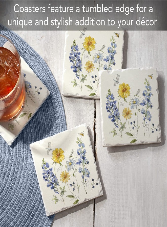 Counterart Thirstystone Lovely Blues 4 Pack Tumbled Tile Stone Coasters with Protective Cork Backing Manufactured in The USA - Image 2