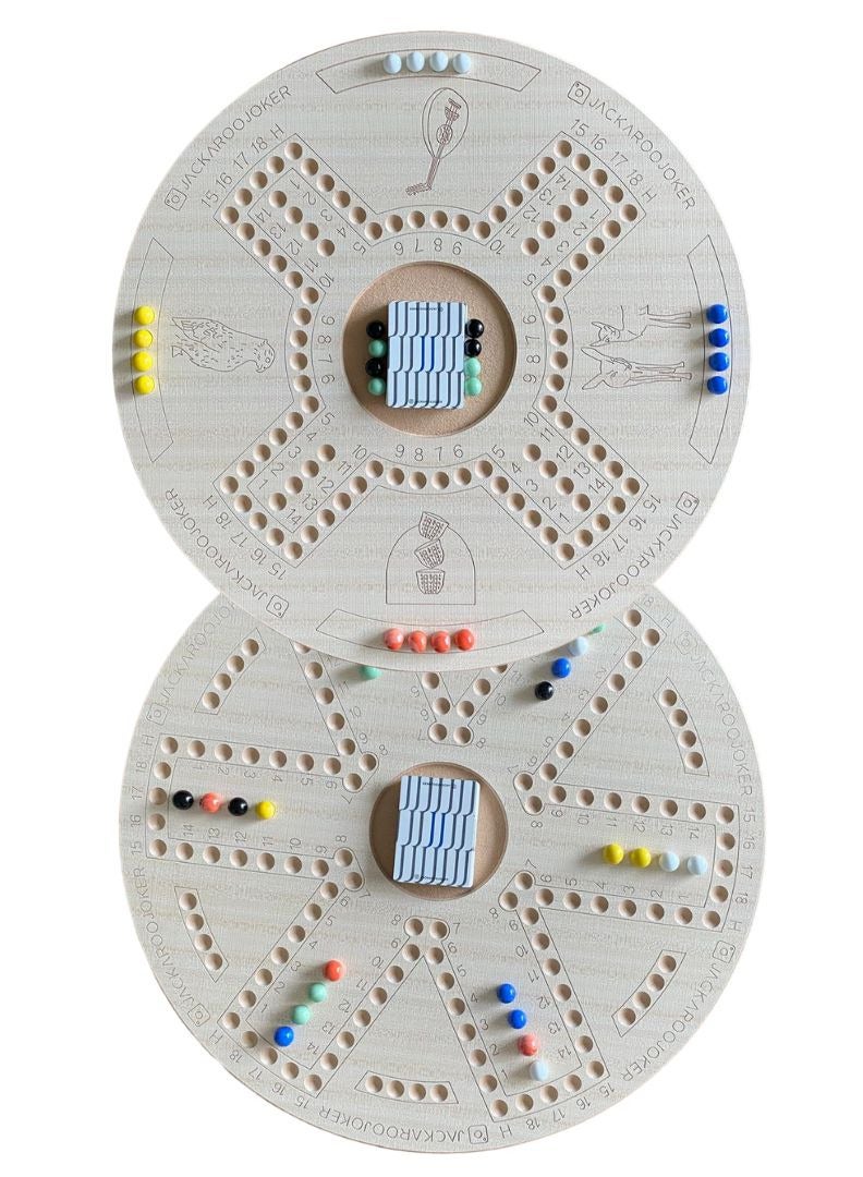 جاكارو جوكر جاكارoo جوكر بلون بيج من الجهتين لـ 4 و 6 لاعبين مع حقيبة - Image 3