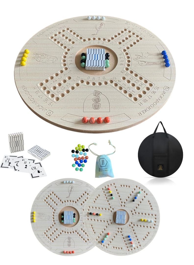 جاكارو جوكر جاكارoo جوكر بلون بيج من الجهتين لـ 4 و 6 لاعبين مع حقيبة - Image 1