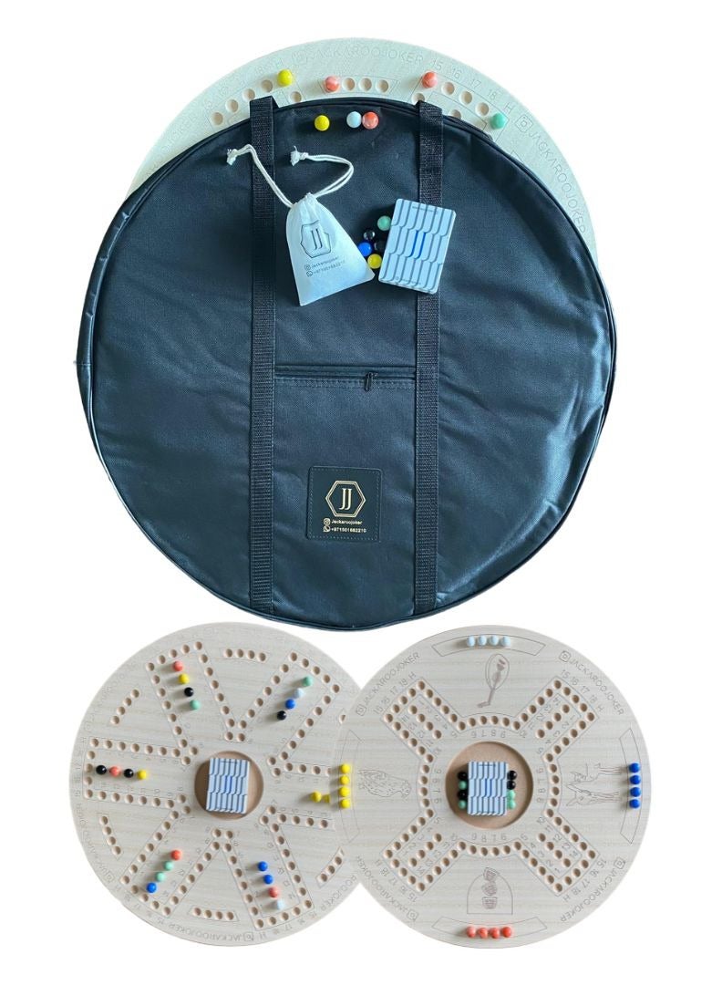 جاكارو جوكر جاكارoo جوكر بلون بيج من الجهتين لـ 4 و 6 لاعبين مع حقيبة - Image 2