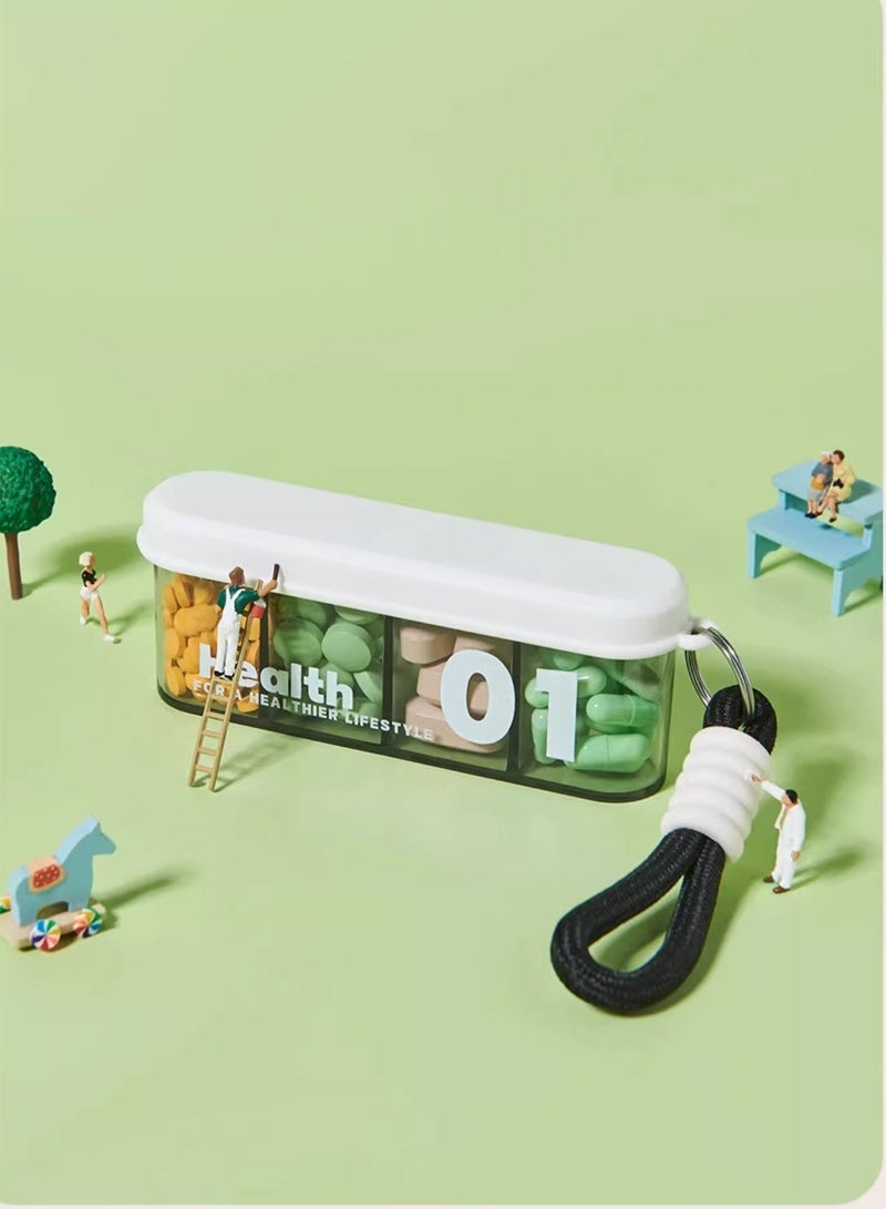 lebonaer Portable Pill Dispenser Bottle, Vitamin Organizer with 4 Compartments, Holds Plenty of Supplements with Anti-Mixing & Wide Openings Design, Easy to Retrieve Meds, White - Image 3