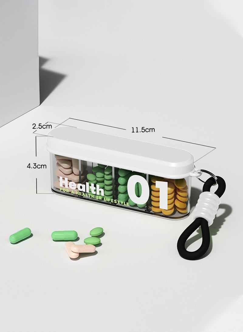 lebonaer Portable Pill Dispenser Bottle, Vitamin Organizer with 4 Compartments, Holds Plenty of Supplements with Anti-Mixing & Wide Openings Design, Easy to Retrieve Meds, White - Image 5