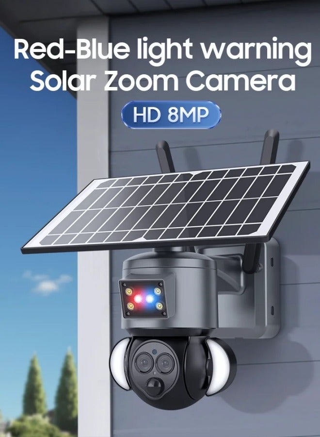 Generic 4K 8MP Solar PTZ Camera WIFI Dual Lens Security CCTV 12XZoom Humanoid Tracking Record 4G SIM Outdoor wireless Surveillance Cam  - Image 1