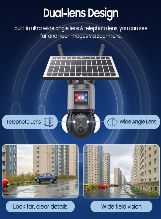 Generic 4K 8MP Solar PTZ Camera WIFI Dual Lens Security CCTV 12XZoom Humanoid Tracking Record 4G SIM Outdoor wireless Surveillance Cam  - Image 2