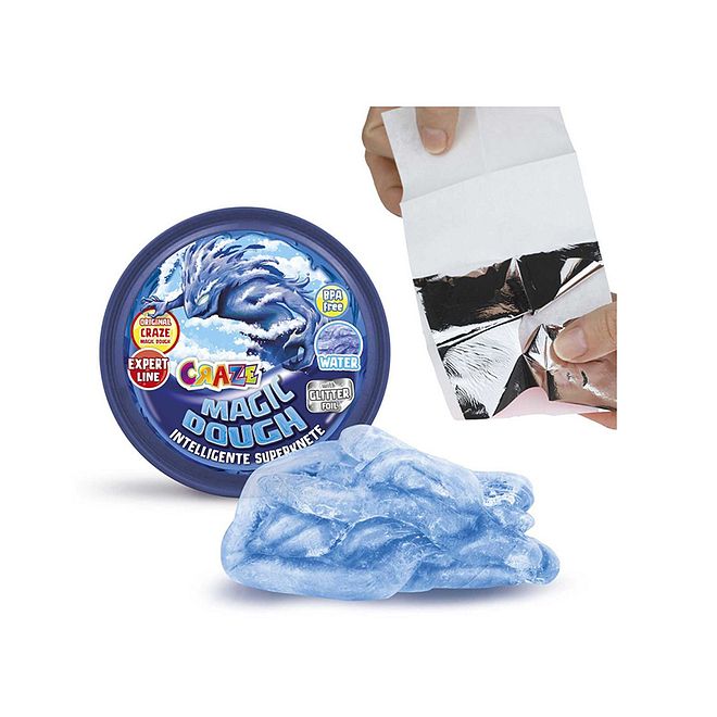 Craze Magic Dough Expert Elements - Assorted Colors, Fun Kneading Slime with Glitter Foil, Elastic & Malleable, 3+ Years, 80g - Image 1