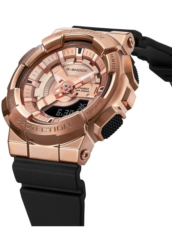 كاسيو ساعة يد نسائية جي شوك انالوج رقمي ذهبي وردي اطار ستانلس ستيل سوار راتنج GM-S110PG-1AD - Image 2