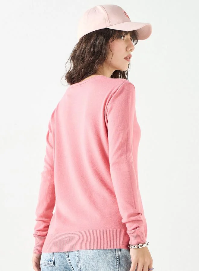 2Xtremz 2Xtremz Solid V-Neck Cardigan with Long Sleeves and Button Closure