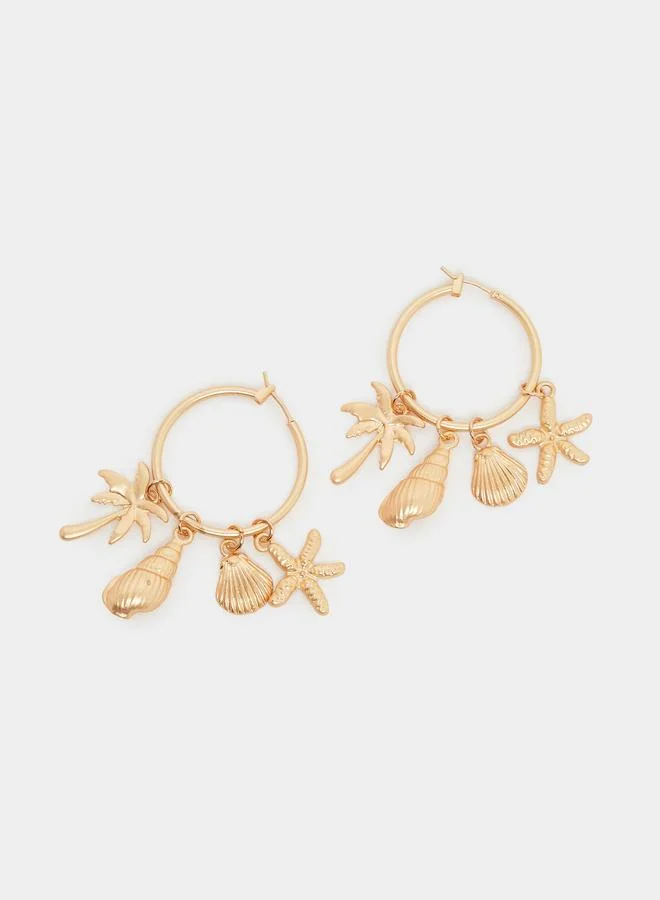 Styli Charm Drop Hoop Earrings