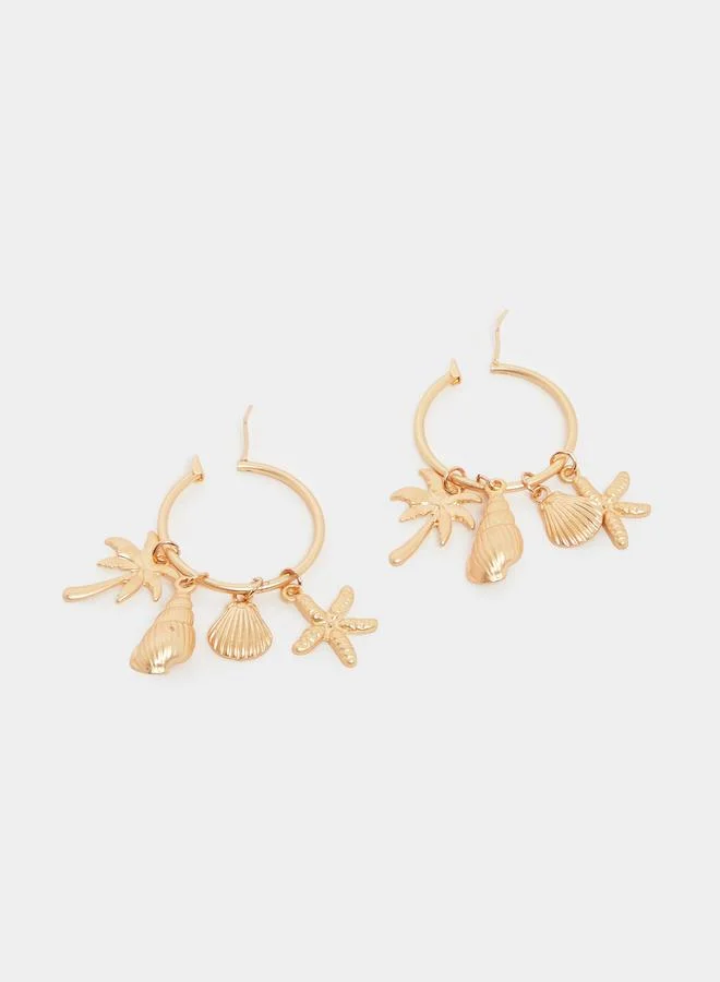 Styli Charm Drop Hoop Earrings