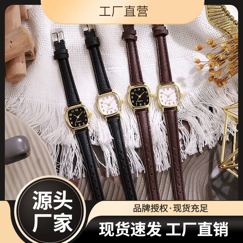 ساعة ليو البسيطة للطلاب بحزام ريح صغير بني ساعة نيش للسيدات ساعة إلكترونية كوارتز - Image 2