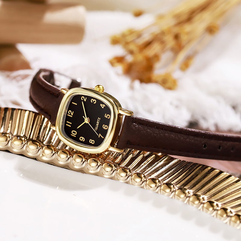 ساعة ليو البسيطة للطلاب بحزام ريح صغير بني ساعة نيش للسيدات ساعة إلكترونية كوارتز - Image 5
