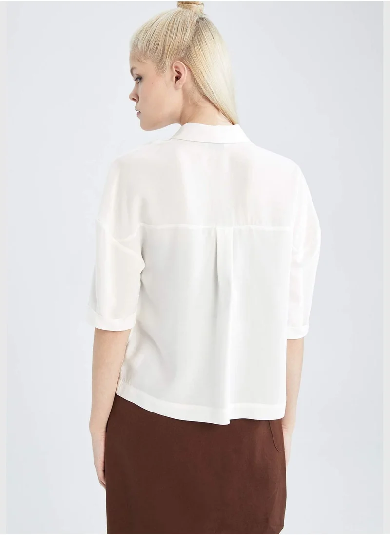 DeFacto Clamshell Pocket Half-Sleeve Shirt