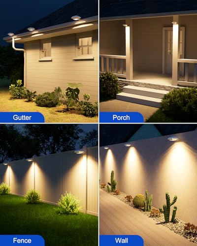 FALOVE 8 Pack Solar Powered Gutter Lights Outdoor Decorative Waterproof 12 LEDs Yard Lamp for Fence, Railing, Outside Wall, Deck, Garden, Path, Backyard, Walkway, Patio, No Drilling Installation (Warm White) - Image 4