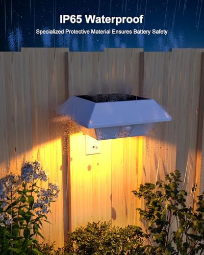 FALOVE 8 Pack Solar Powered Gutter Lights Outdoor Decorative Waterproof 12 LEDs Yard Lamp for Fence, Railing, Outside Wall, Deck, Garden, Path, Backyard, Walkway, Patio, No Drilling Installation (Warm White) - Image 5