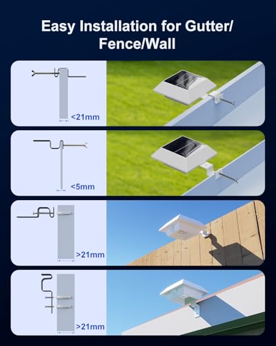 FALOVE 8 Pack Solar Powered Gutter Lights Outdoor Decorative Waterproof 12 LEDs Yard Lamp for Fence, Railing, Outside Wall, Deck, Garden, Path, Backyard, Walkway, Patio, No Drilling Installation (Warm White) - Image 3