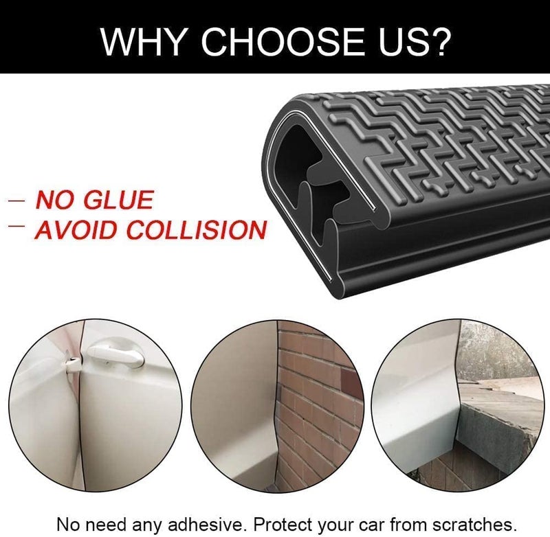 Kitssential® Car Door Edge Guards U Shape Edge Trim Rubber Seal Protector Clips Fit Car Door Seal Strip Edge Guard Universal Fit(16Ft) - Image 3