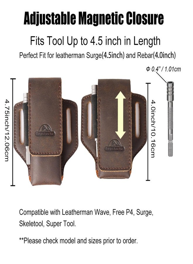 Topstache Leather Multitool Sheath for Belt - Multitool Holder - EDC Belt Organizer - Two Magnetic Closure - Darkbrown - Image 4