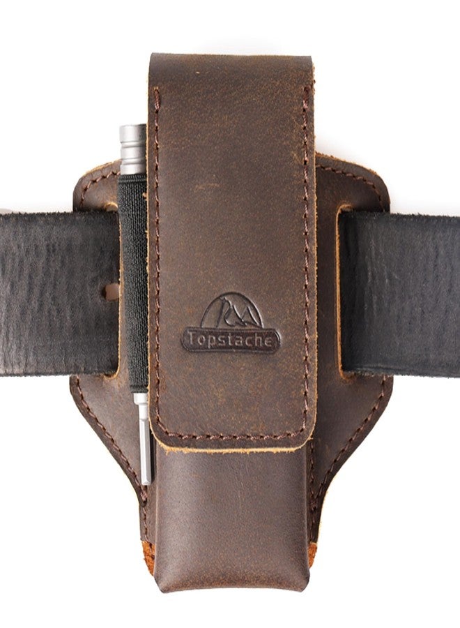 Topstache Leather Multitool Sheath for Belt - Multitool Holder - EDC Belt Organizer - Two Magnetic Closure - Darkbrown - Image 1